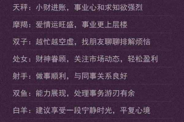 阴历10月十三日星座运势